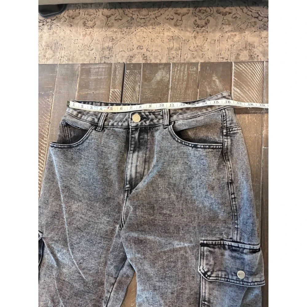 Refuge Denim Cargo Jogger Jeans Acid Wash Gray Utility Pants Womens 11‎